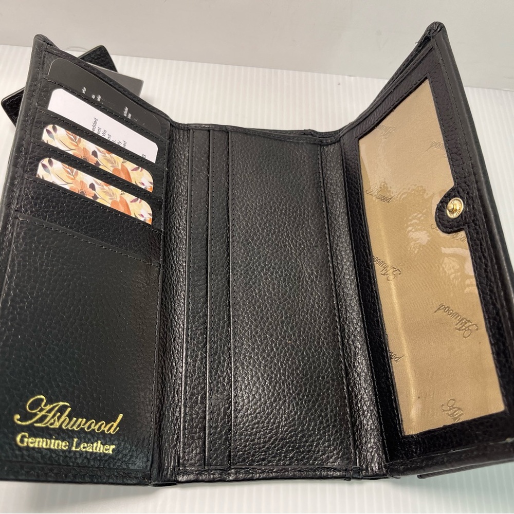 Ashwood Leather UK Genuine Pebble Leather Trifold Envelope Wallet wHaircalf flap - Picture 8 of 16